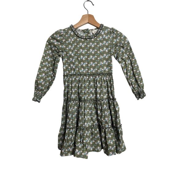 Matilda Jane Tiered Dress Secret Fields Olive Green Floral Girl Size 6 - Picture 1 of 5